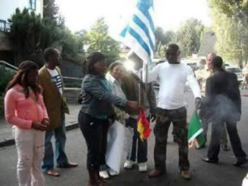 A Cameroonian flag was torched in Bamenda