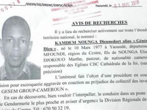 Is it true that Dieunedort Kamdem is actively sought after by Cameroon’s police?