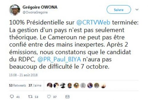 Yes, this tweet is from Grégoire Owona!