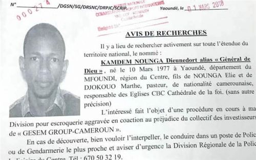 Oui, Dieunedort Kamdem fait l’objet d’un avis de recherche sur toute l’étendue du territoire camerounais